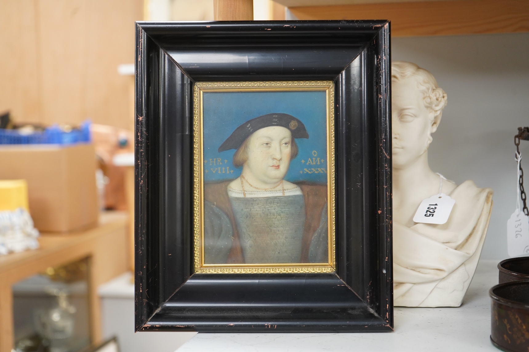 19th century School, Portrait of King Ferdinand III, The Holy Roman Emperor, watercolour on card together with a Portrait of King Henry VIII, After Lucas Horenbout (fl. 1534-44) gouache, largest 24 x 19cm